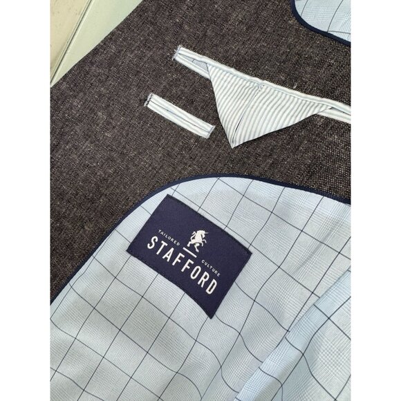 Stafford Blazer Sport Coat 38R Classic Fit Linen Cotton Blend Heather Gray - Picture 3 of 9